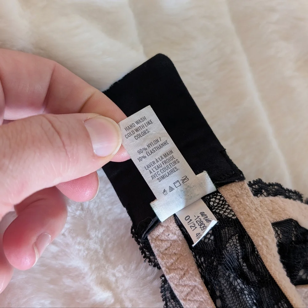 Aerie Black Lace Racerback Push-Up Bralette 34D - Picture 6 of 7